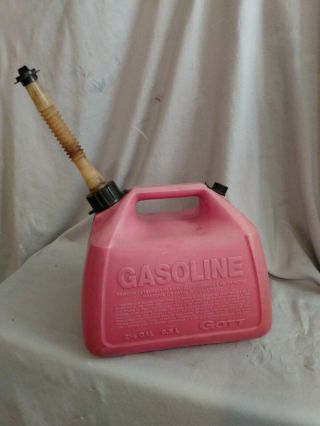 Vintage Rubbermaid Gott 2.  5 Gallon Vented Gas Can 1226 w/ Flex Spout 3