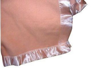 Vintage Chatham Pink Wool Baby Blanket With Satin Trim Euc 36 " X 50 "