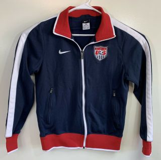 Vtg Nike Us Soccer Olympic National Team Usa Red White Blue Navy Sz S Jacket Euc