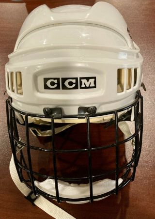 Ccm Hockey Helmet With Face Cage Adult Large Cage Mhk10u Vintage White