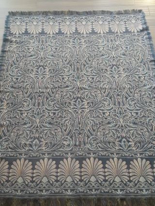 Vintage Goodwin Weavers 48x 62 Inch Reversible Blue Woven Cotton Blanket Throw