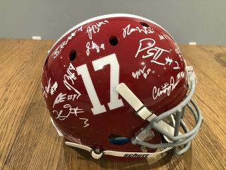 2020 - 21 Alabama Crimson Tide Cfp Champions Signed Helmet Waddle Surtain Battle