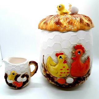 Sears Roebuck & Co Chicken & Egg Canister And Creamer Vintage 1978 Japan