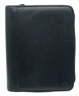 Vintage Franklin Covey Classic Leather Planner Notebook 9x7 Black 7 Ring Zipper