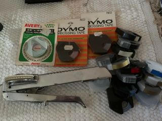 Vintage Dymo M - 5 Metal Label Maker Tapewriter With Tapes