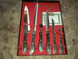 Vintage Emperor Steel 6 Piece Professional Cutlery Knife Set W/fork