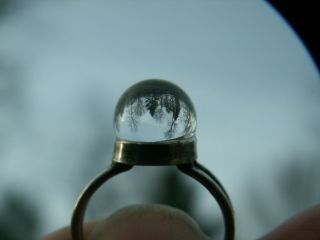 .  Vintage Sterling Silver,  10mm Rock Crystal Quartz Pool Of Light Ball Ring.