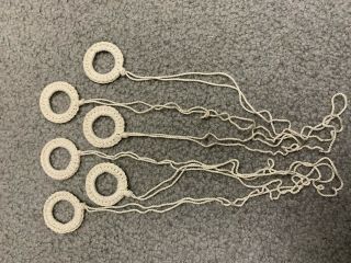 Vintage Set Of 18 Ecru Hand Made Crochet Shade Pull Rings - -