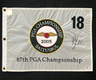 Phil Mickelson Signed 2005 Pga Championship Golf Flag W/coa From Psa