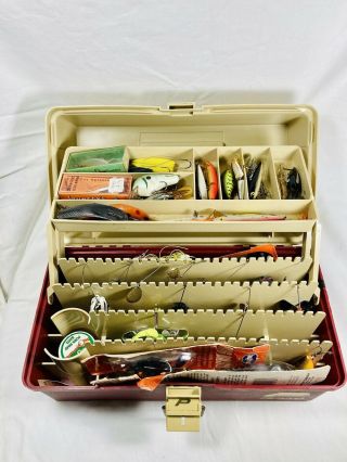 Vintage Plano 4901 Tackle Box With Fishing Lures And Tackle