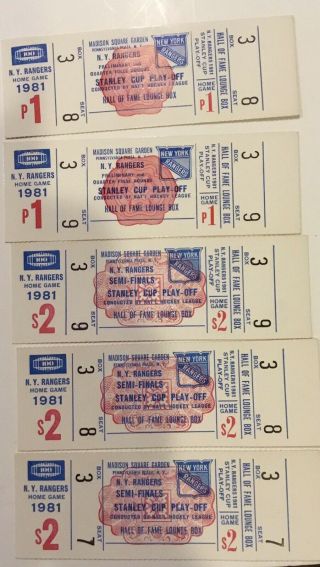Vintage 1981 York Rangers Stanley Cup Playoff Full Tickets - 5
