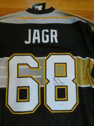 Vintage Starter Jaromir Jagr No 68 Pittsburgh Penguins Signed 2x Jersey Tags Psa