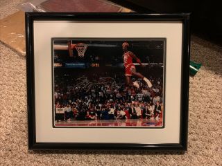 Michael Jordan Autographed Gatorade Slam Dunk 8x10 Upper Deck Uda (framed)