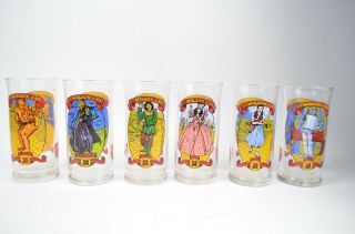 Vintage Wizard Of Oz 50th Anniversary Tumblers / Six 6 " Glasses Coca - Cola 1989