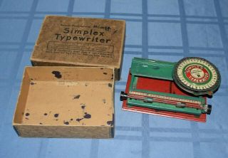 Antique Vintage Mini Tin Toy Simplex Typewriter Model B Box