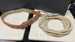 Vintage 1972 Klein - Buhrke 5440 48” Linemans Safety Belt With 13’ Safety Rope