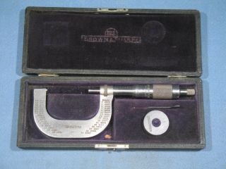 Vintage Brown & Sharpe No 48 1 - 2 In Micrometer W/standard & Wrench In Case