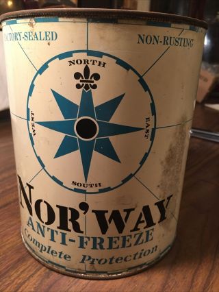 Vintage Early Nor’way Anti - Freeze 1 Gal.  Can Great Shape Rare