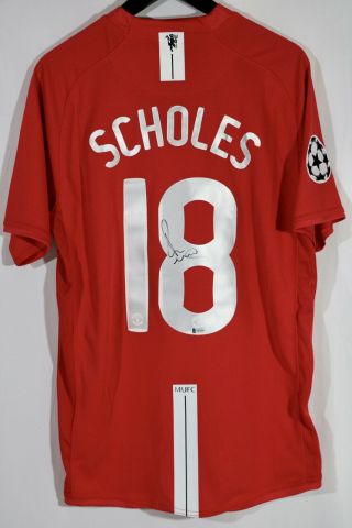 Paul Scholes Autographed Manchester United 2008 Champions League Jersey Beckett