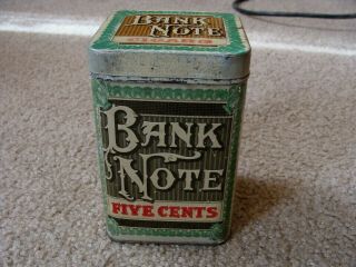 Vintage Antique Bank Note 5 Cents Cigar Tobacco Tin 1st District Penn