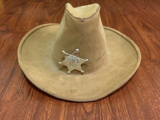 Vintage 1970s Bronco Buster Sheriff Cowboy Hat.  Size Small.  Corduroy