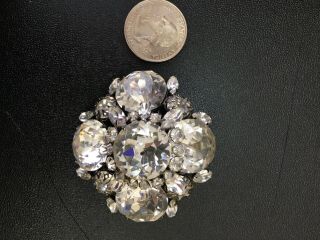 Can You Say Bling? Vintage Rhinestone Brooch / Pendant With Matching Earrings