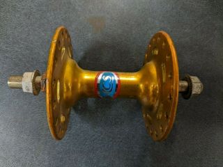 Vintage Acs Front Hub Gold For Old School Bmx Bike 36h Made In Usa