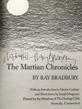 The Martian Chronicles 1974 Heritage Edition Signed by Ray Bradbury 3