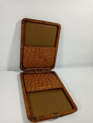 Vintage Baby Ostrich Skin Cigarette Cigar Case Snap Clasp Unique Brown
