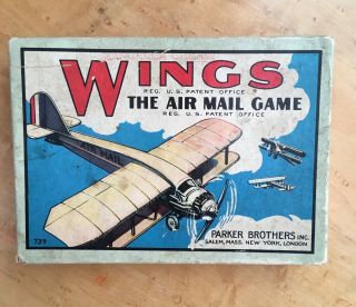 Wings The Air Mail Game Parker Bros.  Card Game Vintage 1928.