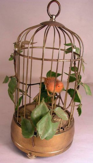Vintage Singing Bird In Cage Automation Music Box German Or French Made