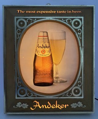 Vintage Pbr Andeker Beer Lighted Advertising Sign Plastic Material Still