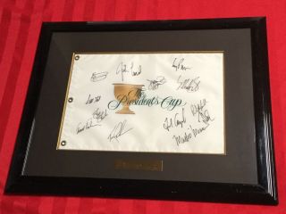 The Presidents Cup Team 1996 Signed Flag Arnold Palmer Phil Mickelson