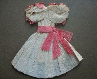 19th C,  Antique,  Handmade,  Crepe Paper Doll Dress,  Just & So Well Made.  1