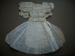 19th C,  Antique,  Handmade,  Crepe Paper Doll Dress,  Just & So Well Made.  2