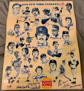 1978 York Yankees WS Team Signed Burger King Poster w/JSA Cert 2