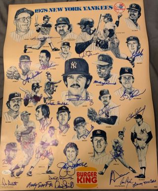 1978 York Yankees WS Team Signed Burger King Poster w/JSA Cert 3