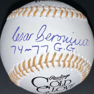 Cesar Geronimo Single Signed Gold Glove Baseball Jsa