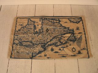 Pottery Barn Vintage Map Of Canada Pillow Cover,  16 X 26 -