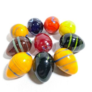 10 Vintage Colorful Murano Art Glass Miniature Eggs Hand Blown Easter 1.  5x1 "
