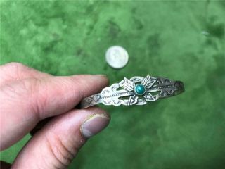 Vintage Navajo Sterling Silver Turquoise Bangle Small Bracelet