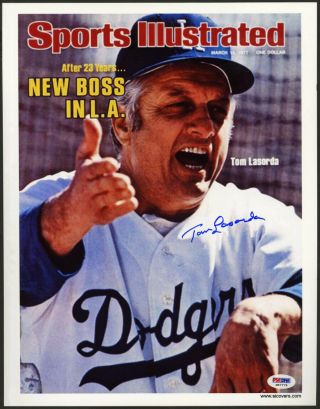 Tommy Lasorda Signed La Dodgers Sports Illustrated Print Psa/dna Autographed