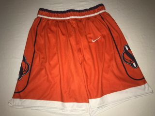 Vintage Syracuse Orangemen Nike Team Basketball Shorts Orange Mens Large Euc