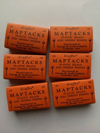 Vintage Graffco Red Maptacks Map Tack Plastic Heads & Needle Points Made In Usa