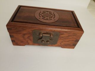 Vintage Asian Wood Jewelry Box W/lock & Key.