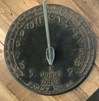 Cast Iron Virginia Metalcrafters Garden Sundial " I Count Only Sunny Hours "