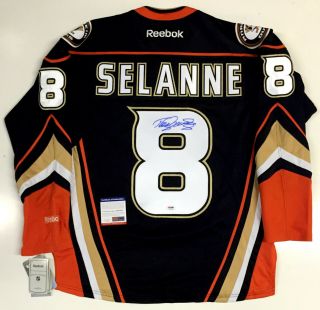 Teemu Selanne Anaheim Ducks Signed Final Season Jersey Psa/dna In The Presence