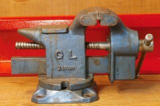 Vintage " G L " Bench Vise 4 " Jaws 16 
