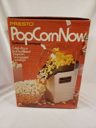Presto Popcorn Now Hot Air Continuous Corn Popper 04810 Vintage 1978