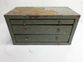 Vintage " Huot " Three (3) Drawer Metal Storage Cabinet - Drawers Need Adjusting